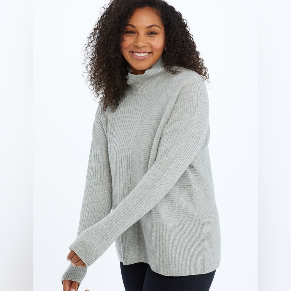 Summersalt The Luxe Cashmere Blend Funnel Neck Sweater wolf gray size XL
